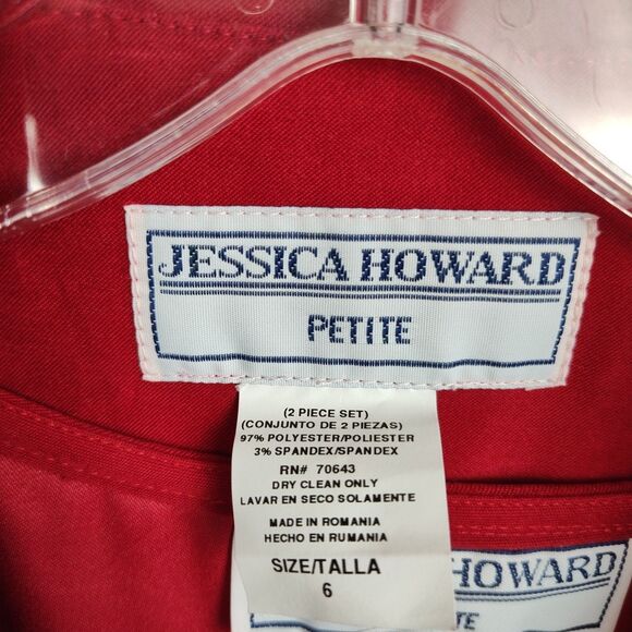 VTG Jessica Howard Suit Dress & Jacket Women's 6 Red Button-Up New Old Stock - Picture 15 of 16